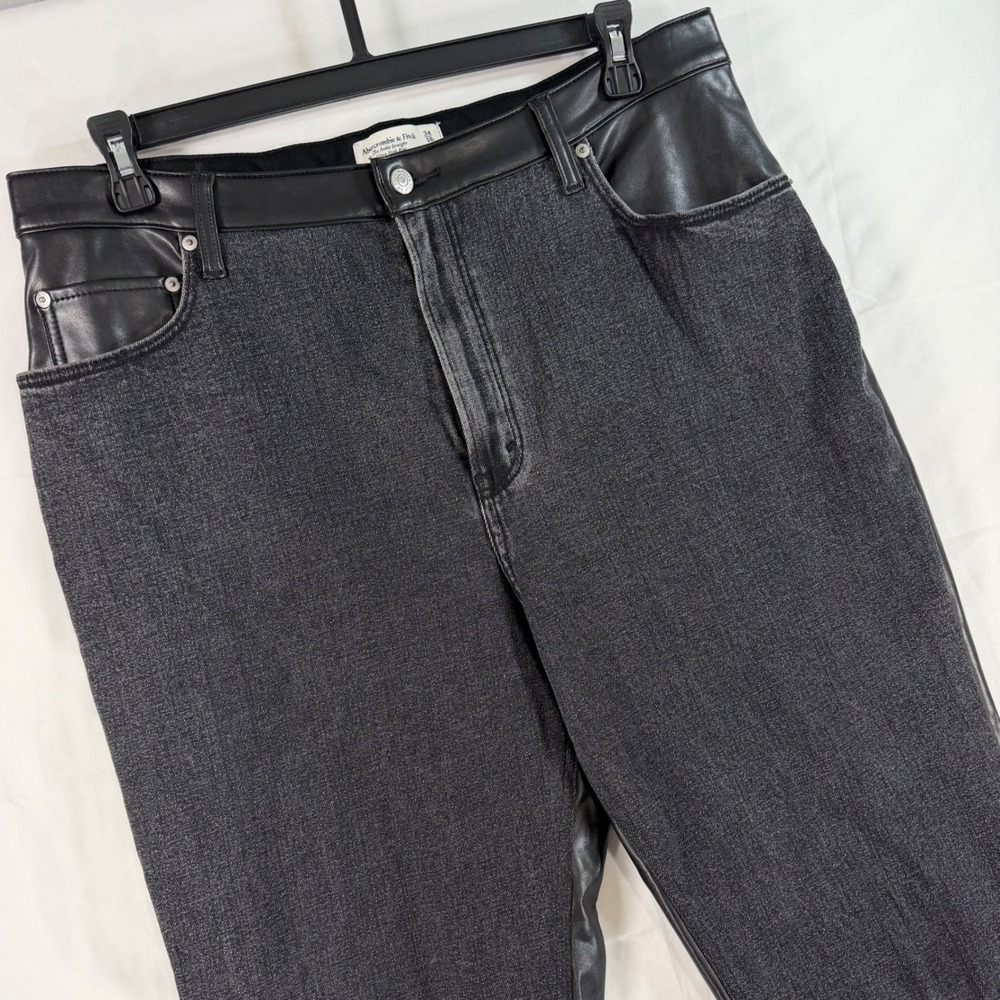 Abercrombie & Fitch Curve Love Ultra High Rise Ankle Straight Faux Leather Jeans